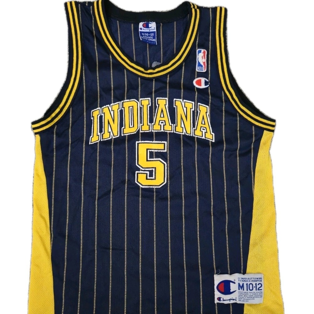 Vintage Champion Indiana Pacers Jalen Rose NBA Jersey Size Youth 10-12 Medium